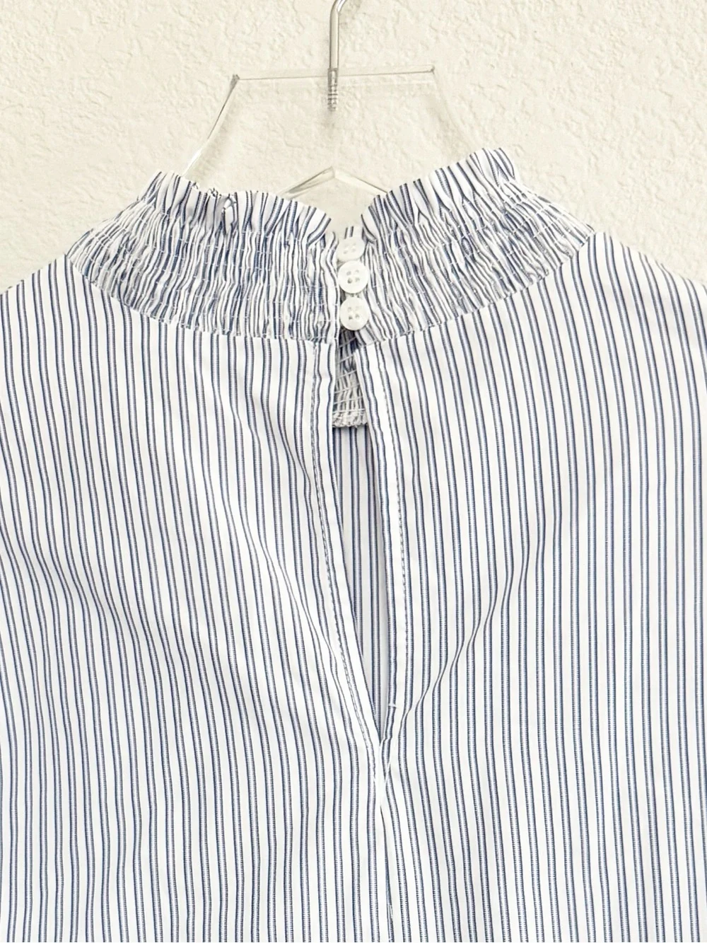 Anthropologie English Factory Striped Balloon Sleeve Blouse in Blue And White